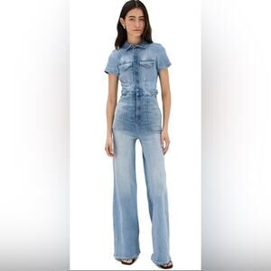 Good American fit for all Denim palazzo wide leg jumpsuit designer 2 medium